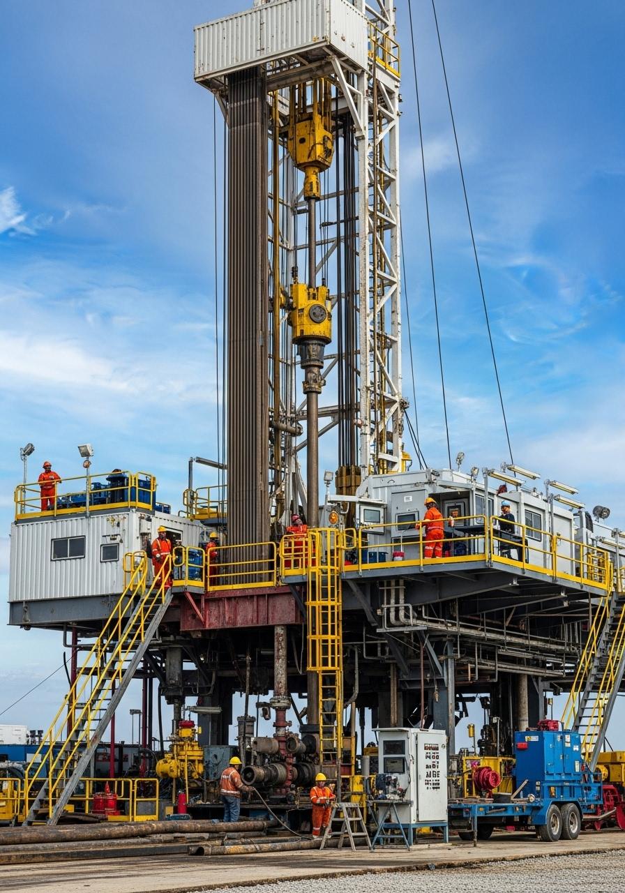 Drilling rig with field crew
